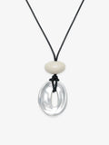 Fairyokai Breath Pendant adjustable waxed cord oval necklace on white background.