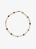 Fairyokai Color Rhythm multicolor stone roller bead necklace on white background.