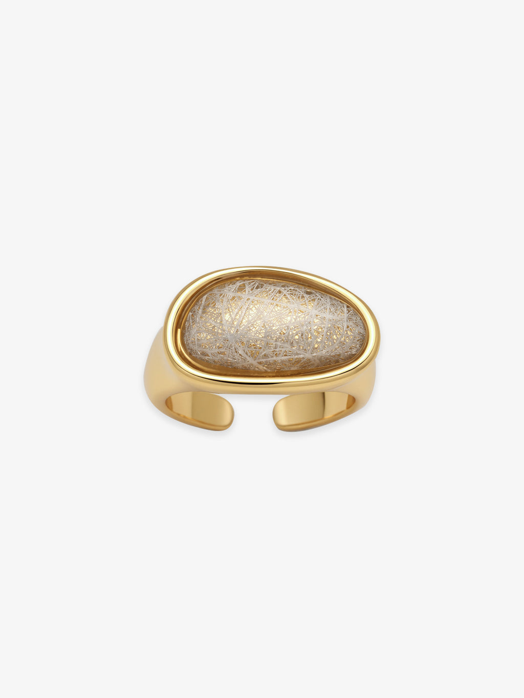 One Fairyokai Crack Light resin gold ring on a clean white background, showing the oval crack-textured resin stone in a gold-tone open band.