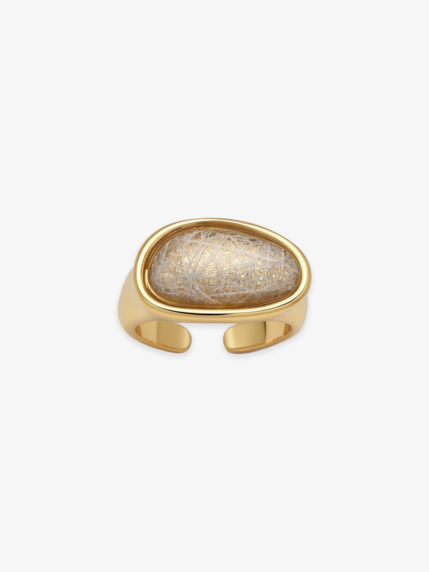 One Fairyokai Crack Light resin gold ring on a clean white background, showing the oval crack-textured resin stone in a gold-tone open band.