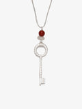 Fairyokai Dream Key red agate crystal key pendant necklace on white background.