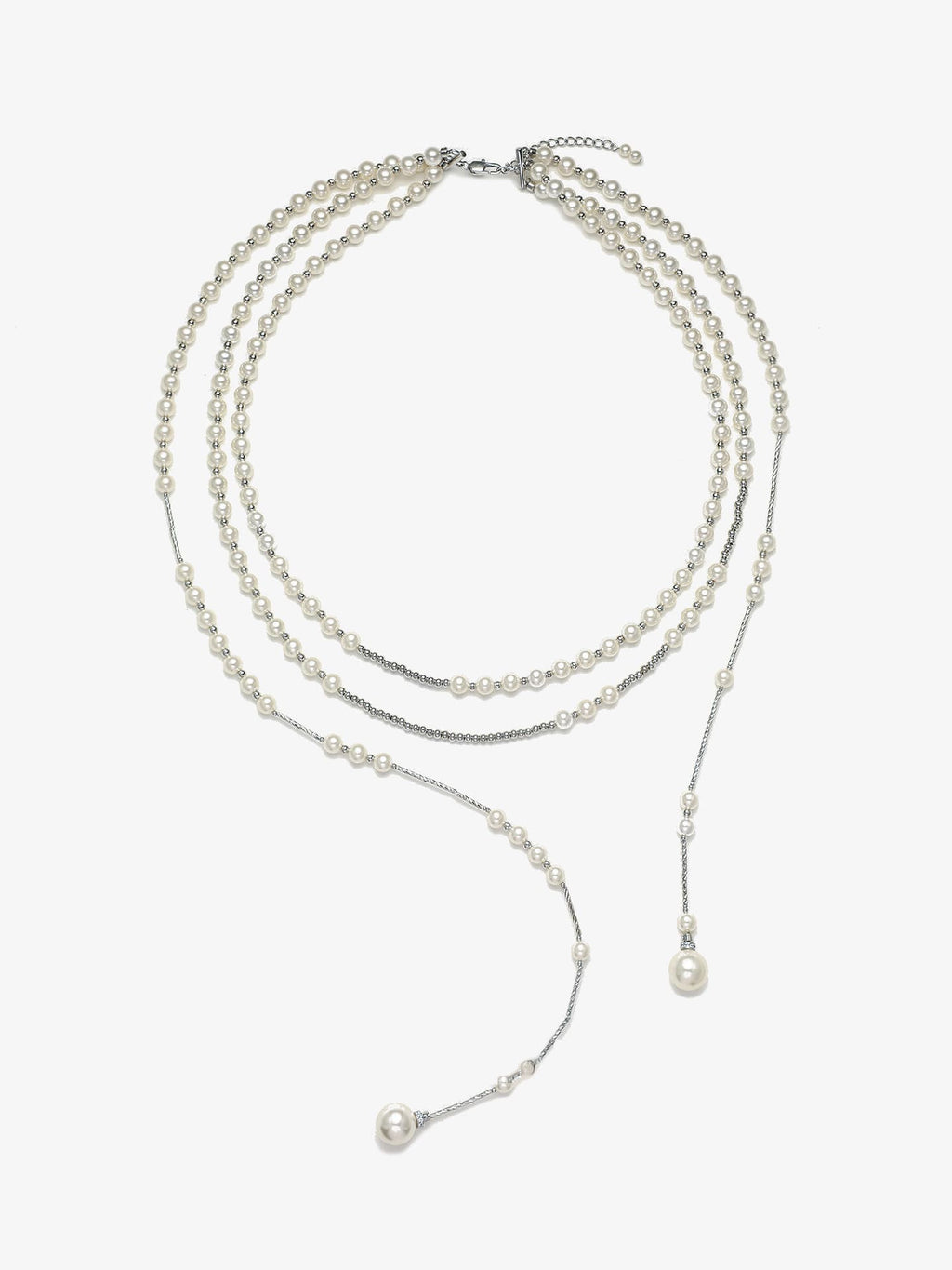 Fairyokai Layered Breath adjustable double-layer faux pearl necklace on white background.