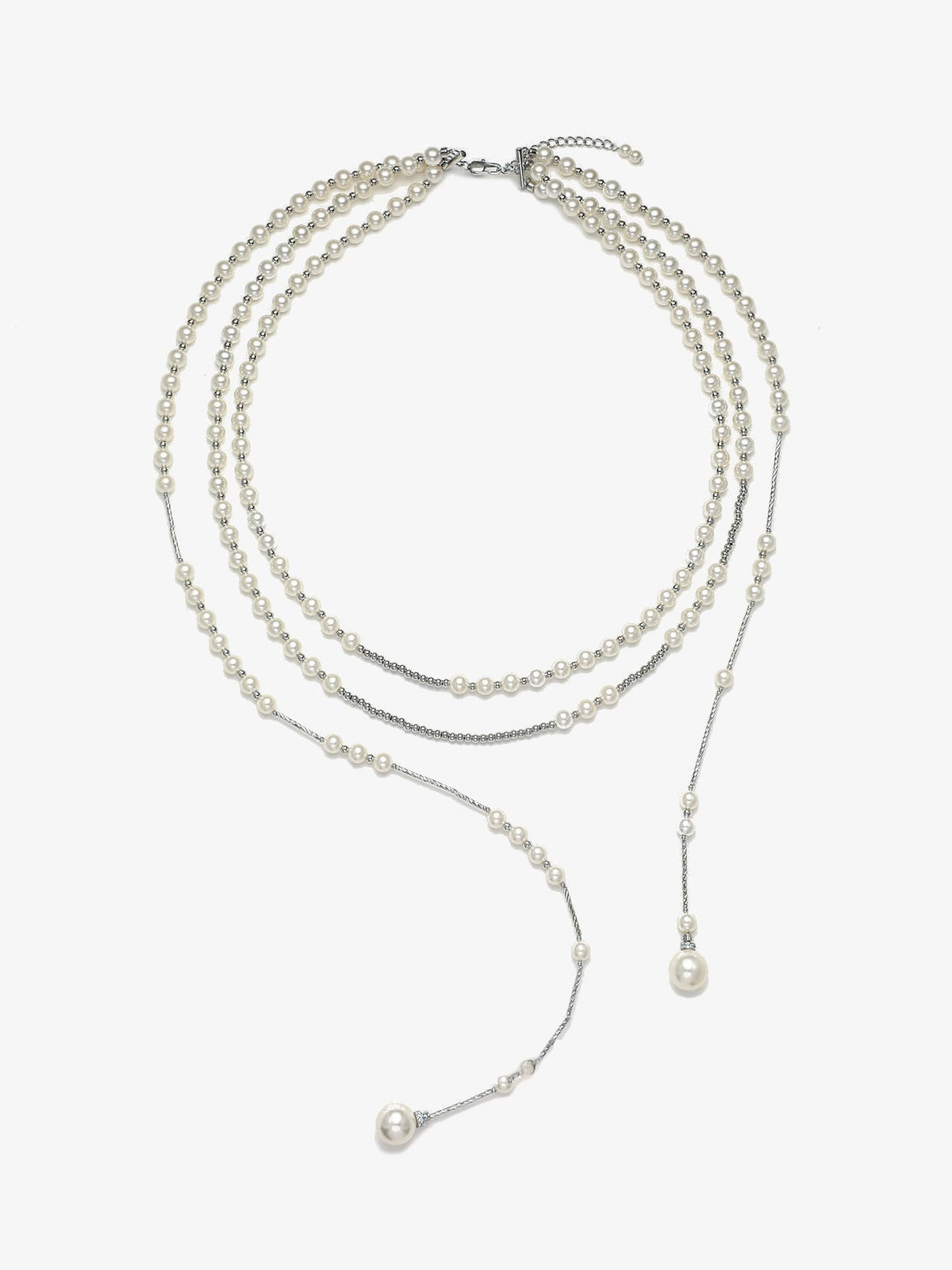 Fairyokai Layered Breath adjustable double-layer faux pearl necklace on white background.