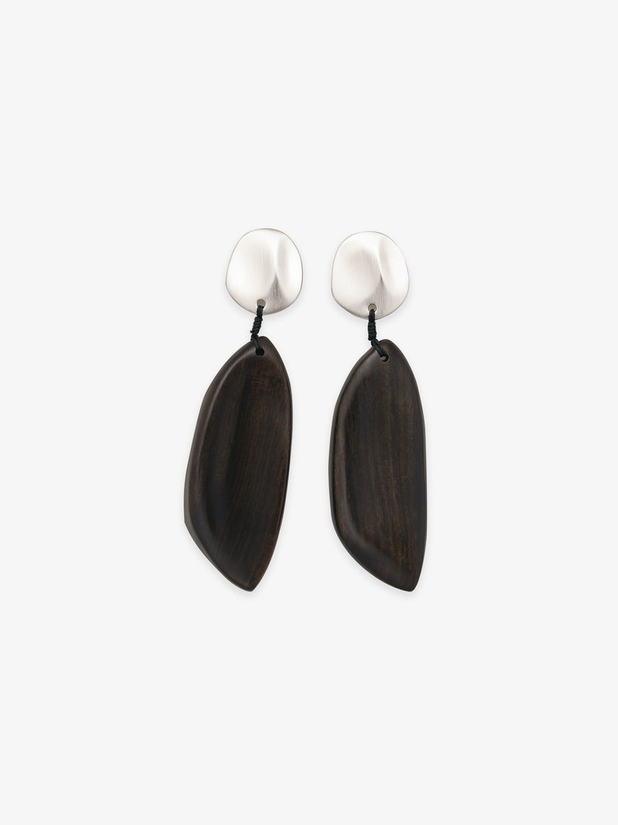 Pair of Fairyokai Quiet Leaf Silver Disc Earrings — main product shot on clean background