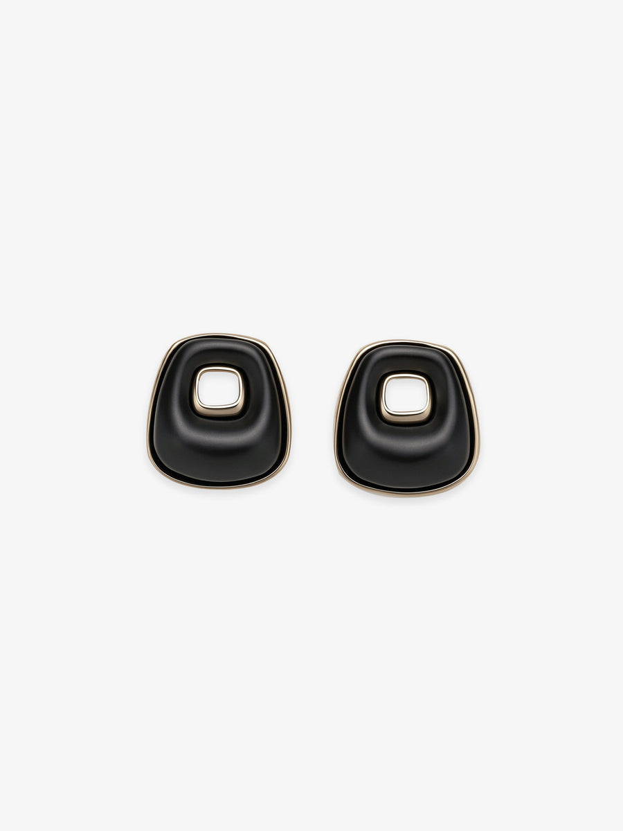 Pair of Fairyokai Resting Corner Trapezoid Ebony Earrings — main product shot on clean background