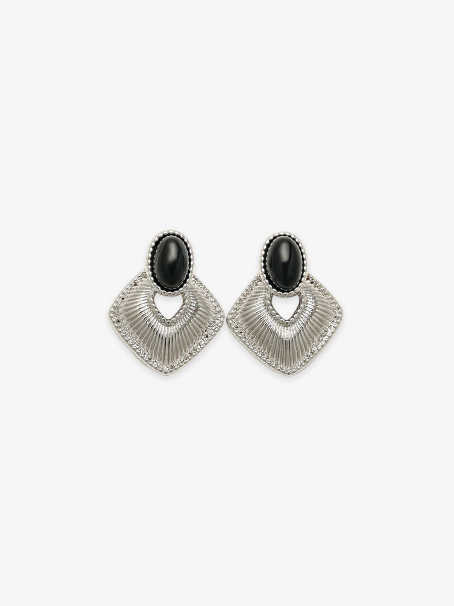 Pair of Fairyokai Silent Order Black Agate Earrings — main product shot on clean background