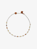 One Fairyokai Soft Pure Light mixed stone braided bracelet on a clean white background, showing pale stones, small warm-toned beads, and adjustable cord ends.