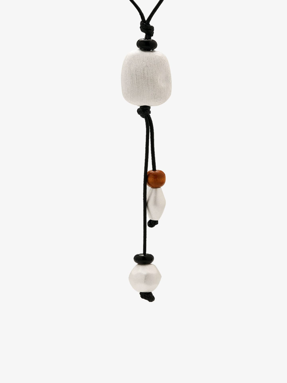 Fairyokai Suspended Wood & Waxed Cord Necklace on white background.