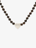 Fairyokai Tiger Eye and Silver Heart necklace with tiger eye beads and silver heart pendant on white background.
