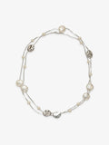 Fairyokai Tracing Light irregular faux pearl lobster clasp necklace on white background.